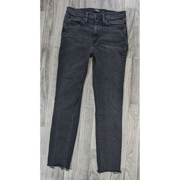 Hudson Los Angeles Womens Size 26 Barbara Super Skinny Grey Black Denim Jeans - Picture 1 of 11